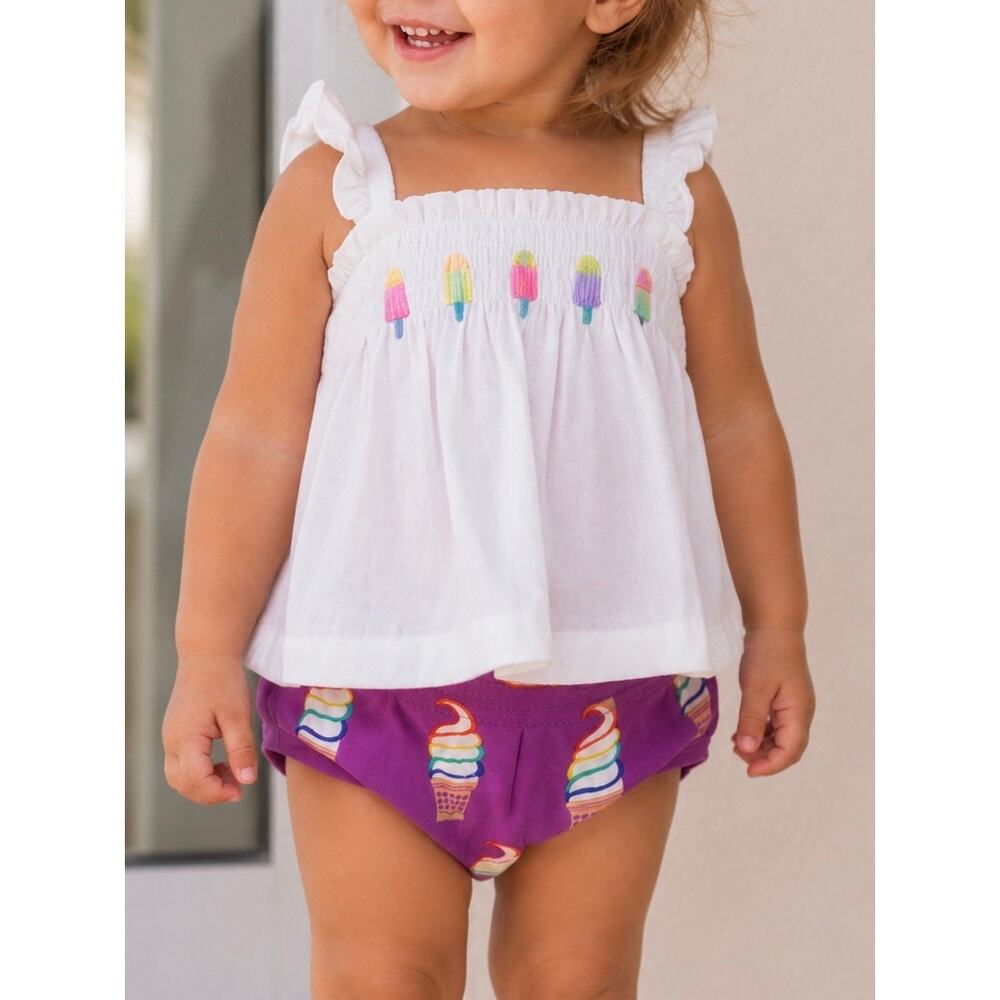 Hanna Andersson Ice Cream Bloomers 18-24M Purple Rainbow Summer Diaper Cover